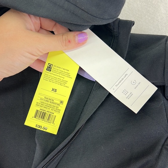 NWT All In Motion Long Sleeve 1/2 Zip Up Jacket Hoodie Black Womens Size XS - Picture 7 of 8